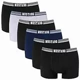 MUSTANG Boxershorts 6er Pack Herren - Atmungsaktive Baumwoll Unterwäsche Unterhosen für Männer, Retroshorts (Gr. M-2XL)