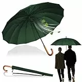 LOGAN & BARNES Stockschirm Sturmfest Ø120cm mit hochwertigem Echtholzgriff und geräuschloser Gummispitze - XXL Regenschirm Groß mit 16 Streben - Modell EDINBURGH (Dunkelgrün)