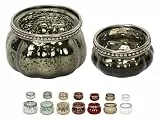 NETPROSHOP Teelichthalter Orientalisch Windlicht aus Glas mit Metalldekor, Farbe:Dunkelgruen, Auswahl:3.5 cm