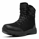 SHULOOK Winterschuhe Herren Wasserdicht Warm GefüTtert Rutschfest Winterstiefel Licht Outdoor Schneestiefel Geeignet für Camping, Freizeit, Wandern (Schwarz EU 47)