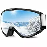 Findway Skibrille Erwachsene für Herren Damen, Snowboardbrille für Brillenträger, OTG UV-Schutz Kompatibler Helm Anti Fog Skibrillen, Silber Sphärisch Verspiegelt