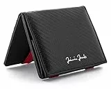Jaimie Jacobs Flap Boy Das Original Magic Wallet mit Münzfach RFID-Schutz Magischer Geldbeutel Portmonaie mit Kleingeldfach Herren echtes Leder (Carbon mit Rot)