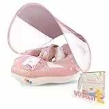 Baby Schwimmring mit abnehmbarem Sonnendach und Anti Umkippen Float Aufblasbarer Schwimmtrainer mit Sicherheitssitz für Kleinkinder ab 6 bis 36 Monate von Woukksy