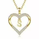 CDE Kette Damen 18K 925 Sterling Silber Halskette Geschenk für Sie Initiale Herz Anhänger Buchstabenkette für Damen A-Z Kette Valentinstag Weihnachten Schmuck Frauen Freundin Teenager