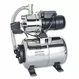 T.I.P. Hauswasserwerk HWW 4500 INOX, Edelstahl, 4 350 l/h, max. 50 m Förderhöhe, 5 bar Druck, 22 l Tank, 1 200 W Leistung, Manometer, robust, zuverlässig & korrosionsfrei, Thermo-Überlastschutz