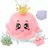 Vicloon Badewannenspielzeug, Baby Badespielzeug, Oktopus Badewanne Spielzeug mit LED Licht, Automatischer Wasserstrahl Pool Spielzeug Kinder, Geschenk für Baby Kinder ab 1 2 3 Jahr - Rosa