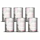 MjAMjAM - Premium Nassfutter für Katzen - saftiges Huhn und Wildlachs, 6er Pack (6 x 400 g), getreidefrei mit extra viel Fleisch