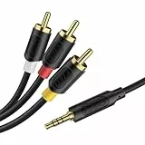 J&D 3,5 mm zu RCA AV Kabel, Audio-/ Videoübertragung, 1/8' TRRS zu 3 RCA Stecker AUX Kabel, Kompatibel mit Sony TV, DVD-Player, Camcorder, Handycam, 1,5 m