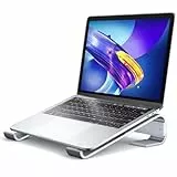 SUNJOM Laptop Ständer, Ergonomisch Laptop Halterung für Schreibtisch, Aluminium Notebook Ständer mit Belüftung, Kompatibel mit MacBook Air/Pro, Lenovo, Huawei, Acer, Dell, HP (10-17 Zoll) (Silber)