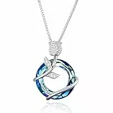 AOBOCO Sterling Silber Kette Damen Rose Anhänger Halskette mit Kristallen Schmuck Jahrestag Valentinstag Geburtstagsgeschenk für Freundin Frau Mutter Sie Frauen