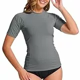 MEETWEE Damen Surf Rash Guard Sonnenschutz Badeanzug UV-Schutz Shirt UPF 50+ Kurzarm Badeoberteil Schnell trocknendes Schwimm-Sonnenschutzshirt für Wassersport.
