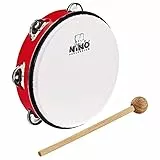 Nino Percussion Headed Tambourine Instrument - Musikinstrument für Kinder ab 5 Jahren - Durchmesser 8 Zoll - Kunststoff, Rot (NINO51R)