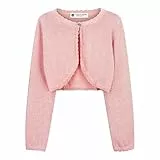 BlackButterfly Mädchen Langarm Bolero Funkeln Strickjacke Kinder (Zartrosa, 11-12 Years)