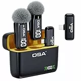 OSA Lavalier Mikrofon für Telefon mit Ladehülle und Transmitter Digitalanzeige - 2er Set, für iPhone iPad, Android, Aufnahme, professionelle Videoaufnahme, Ansteckmikrofon