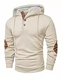 Elegancity Hoodie Herren Baumwolle Kapuzenpullover Casual Kordelzug Sweatshirt Pullover mit Kapuzen Oversized Freizeit Kapuzenpulli, Beige 3XL