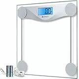Etekcity Personenwaage Digital - präzise Waage Personen bis 180 kg - moderne Waage mit großem blauem LCD-Display - 6 mm gehärtetes Glas - ideal für abnehmen
