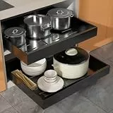 WIMEORS 2 Stück Ausziehbarer Schrank-Organizer, erweiterbar (32 cm - 51,8 cm),Teleskopschublademit Schienensystem, Vielfältiger Küchenschrank Auszug für Topf- und Pfannen-Organizer