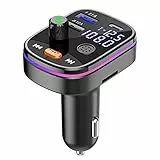 DONGKER Auto FM Transmitter, Drahtloser Bluetooth-5.0 Autoradio Adapter,Auto Freisprecheinrichtung mit QC 3.0 und PD 20 W Ladegerät,Unterstützt TF/SD-Karte und USB-Festplatte für Auto