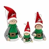 3er Set Filz- / Textil Weihnachtswichtel/Weihnachtsmannhelfer als Baumbehang/Anhänger, Größe zwischen 5 und 12 cm.