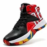 ASHION Jungen Basketballschuhe Laufschuhe Mode Kinder Tennis Turnschuhe Mädchen Hallen Sportschuhe, Schwarz Rot, 41 EU