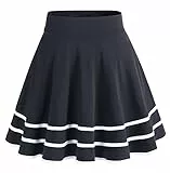 DRESSTELLS Rock Damen Kurz Skater Rock A-Linie Hohe Taille Minirock Silvesteroutfit Anime Faltenrock Karneval Tennis Rock Black-White S