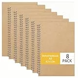 Yoosso Notizblock A5 Dotted, 8 Stück Notizbuch Spirale Notizblock Kraft Cover für Arbeit Schreiben Notizen Lernen (50 Blatt/100 Seiten)
