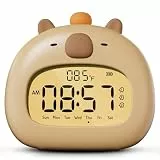 IHALO Capybara Kinderwecker mit Nachtlicht, Wecker Digital Kinder, Ok to Wake 3 Alarme, Snooze und Timer, Wiederaufladbar für Schlafzimmer Schreibtisch Reisen Dekoration Babyzimmer Jungen und Mädche