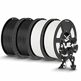 TECBEARS Matte PLA Filament Bundle Schwarz Weiß 4KG, High Speed PLA 3D Drucker Filament mit Matter Oberfläche für 0-600 mm/s, 4 Stück 1kg Spule (2.2lbs)