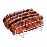 Grillrost aus Karbonstahl, Rippenständer für Grill, Steakhalter für Grill, Braten, Backen, Kochen, Ausruhen, Outdoor, Küche, Camping