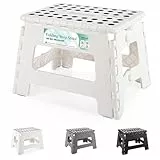 HEIMWOHL Robuster Tritthocker Klappbar, Weiß Faltbarer Hocker, 22cm für Kinder & Erwachsene, Belastbar bis 150 kg, Klapphocker mit rutschfestem Design, Ideal für den Einsatz im Badezimmer