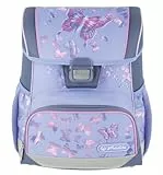 HERLITZ Loop Butterfly Paradise Schulranzen, Rucksack für Kinder, Schulrucksack 17L, Kinderrucksack, Leicht Schultasche für Mädchen, Reflexmaterial, Schnallenverschluss, Ergonomische Form, Hellviolett