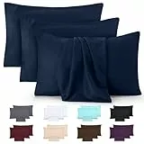 Utopia Bedding – 4er-Set Kissenbezüge – 40 x 80 cm – Oeko-TEX – Gebürstete Mikrofaser, 100% Polyester, mit Umschlagverschluss (Kissenfüllung Nicht enthalten), nur Kissenbezug – Marineblau