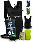 SASMO® Fahrradrucksack klein 6L (Schwarz) - Thermofach & Helmnetz | MTB Rucksack & Skirucksack - Ultraleicht 350g | Fahrrad Rucksack wasserdicht - inkl. Regenschutz | Fahrradrucksack Herren & Damen