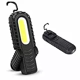LED Arbeitsleuchte, Portable Wiederaufladbare Taschenlampe Workshop Lampe COB Inspektionsleuchten mit Haken und magnetischen base für Auto Reparatur, Garage, Camping, Notfallgebrauch (Schwarz)