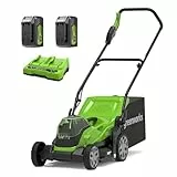 Greenworks 48V (24V x 2) Kabelloser Akku Rasenmäher für Flächen bis zu 420 m², 36 cm Schnittbreite, 40-Liter-Sack PLUS zwei 2 x 24V 4Ah-Akkus & Doppelladegerät, 3 Jahre Garantie, G24X2LM36K4X