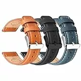 Wristitani 3er Set Leder Uhrenarmband 20mm 22mm Armband, Schnellverschluss-Ersatzriemen aus Metall Uhrenarmbänder für Damen und Herren