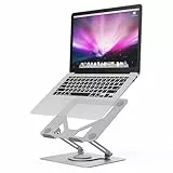 GRIFEMA Laptop Ständer Höhenverstellbar und Faltbar, 360° Drehbare Basis, Stabil, Belüftet und Ergonomisch Laptopständer – Kompatibel mit MacBook Air/Pro, Dell, Laptops 11-17 Zoll, Silber