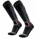 WEIERYA Skisocken,Merinowolle ski socken für Herren Damen Geeignet für Skifahren,Snowboarden,Outdoor Wintersport,Schwarz 2 Paar (45-48)