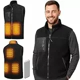 Beheizbare Weste, Heizweste für Damen Herren, Beheizte Jacke mit 10000mAh Powerbank, T3 Polarfleece Heizjacke, USB Wärmeweste mit Akku (DE/NL/SE/PL, Alphanumerisch, M, Regular, Regular, Schwarz)