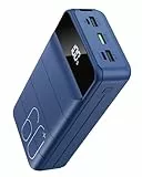 PDBEST 60000mAh Power Bank, 22,5W Powerbank USB-C Schnellladefunktion Externe Akku mit 4 Ausgänge und 2 Eingänge, kompatibel mit Smartphone, Tablets, Tablet usw Blau