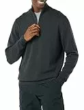 Amazon Essentials Herren Pullover mit Viertelreißverschluss aus 100% Baumwolle, Dunkelgrau Meliert, L