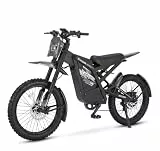 OUXI 2000 Offroad E-Bike Dirtbike Elektrofahrrad, 150Nm Drehmoment, 48V 30Ah Akku, 25 Zoll Reifen, Hydraulische Scheibenbremsen, Vollfederung, mit Blinker, E-Motocross (Grau)