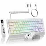 MAMBASNAKE ATTACK SHARK X68 HE Rapid Trigger-Tastatur & R1-Maus & 8KHz-Spiralkabel Kombinationen, 0,01 mm RT-Genauigkeit, 8KHz Wired Magnetische Tastatur, R1 Kabellose Gaming-Maus, für PC/Mac–Weiße