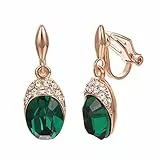 Vogem Grün Zirkonia Ohrringe Hängend Damen Ohrclips Ohne Ohrlöcher Vintage Hypoallergen Nickelfrei Modeschmuck