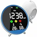 CO2 Messgerät, CO2 Melder, Luftgütemonitor Zur Überwachung Der Raumluftqualität, Anzeige Der Luftqualität, Alarm Bei Schlechter Luftqualität, Farbiger Lüftungsempfehlungen (Grün, Gelb, Rot)