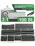 QUADRIOS GmbH Schrumpfschlauch Set Sortiment Box 100 Stück hohe Schrumpfrate 3:1 übersichtlich sortiert im Sortimentskasten Industriequalität Halogenfrei