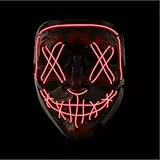 Costumed Halloween Maske Purge LED - Kostümmaske steuerbar für Halloween, Fasching & Karneval als Kostüm & Verleidung für Herren & Damen (Farbauswahl) (rot)