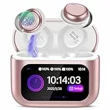 ZYHKON Bluetooth Kopfhörer, Bluetooth 5.4 Schlafkopfhörer In Ear mit Touchscreen, 48H Spielzeit Mini Kopfhörer mit HiFi Sound/5 EQ-Modi/ENC Noise Cancelling, Wireless Ohrhörer für Seitenschläfer Rosa