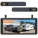 AUTO-VOX 7,2' DVR Solar Rückfahrkamera Kabellos, 2Min Schnellinstallation, 1080P Batteriebetriebene, Unterstützt 2 Kanäle, IP69K Wasserdicht Rückfahrkamera Funk für PKW/SUV/Transporter/LKW/Anhänger