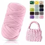 POFIBO Dicke Wolle Garn, 500g Chunky XXL Wolle zum Handstricken, Handstrickwolle, Handstrickgarn, Armstricken Dickes Garn zum Häkeln für Anfänger, Decken, Körbe, DIY-Kunsthandwerk, 16m, Rosa